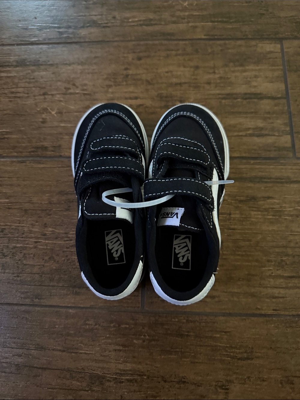 Vans Kids Black & White Velcro Skate Sneakers